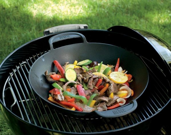 vegetable stir fry on Weber barbecue grill