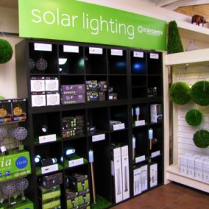 Solar garden lights at Aylett Nurseries