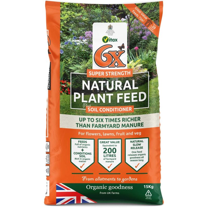 Vitax 6X Super Strength Natural Plant Feed Plus Soil Conditioner 15kg