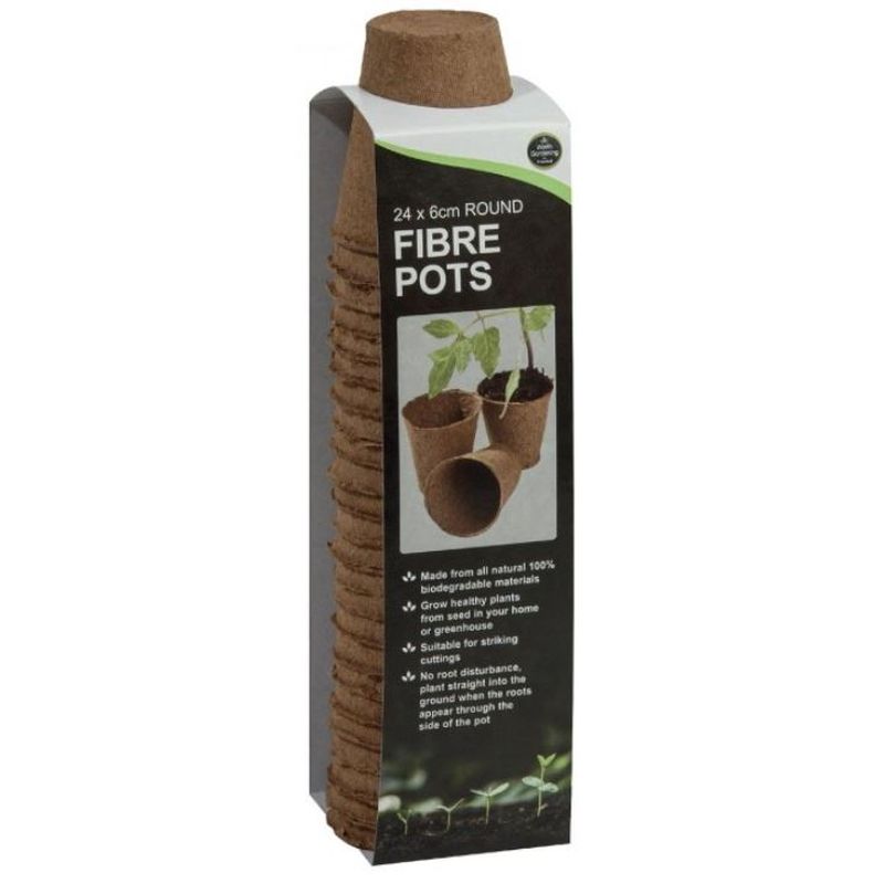 6cm Round Fibre Pots - 20 Pack