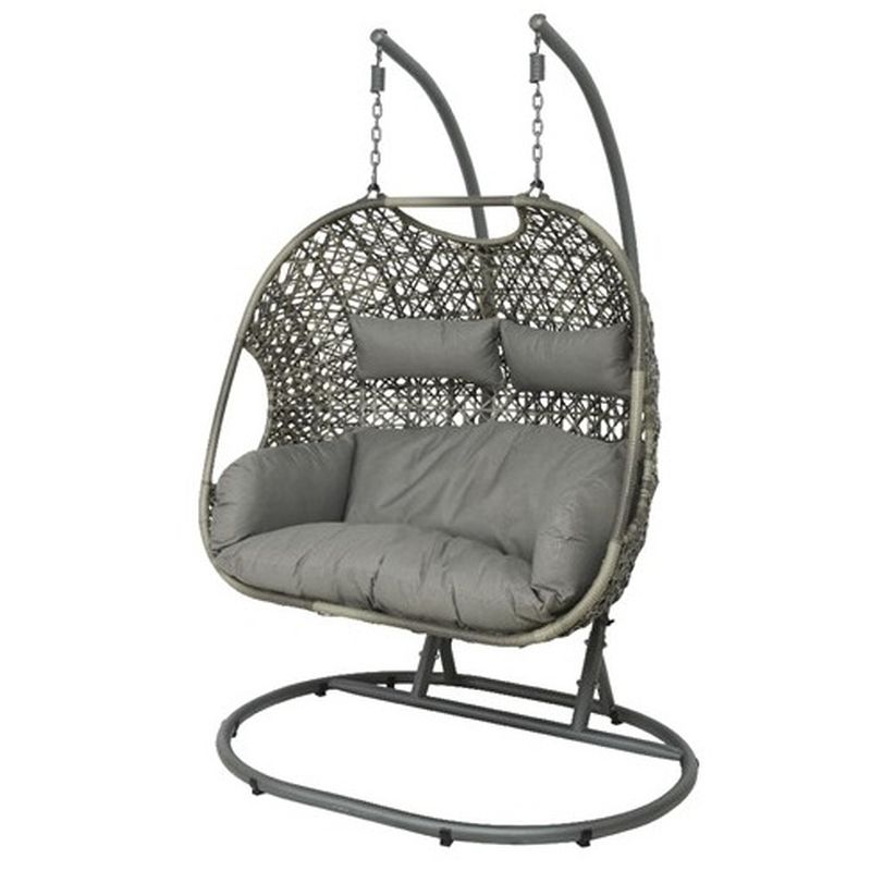 Kaemingk Palermo Wicker Egg Chair - 2 Seater - Light Grey