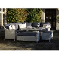 Bramblecrest Monterey Sofa with Square Ceramic Adjustable Casual Dining Table & 2 Benches - Dove Grey