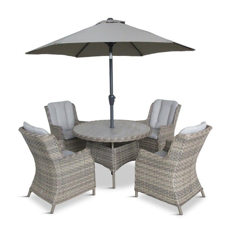 Florence 4 Seat Dining Set with Deluxe 2.5m Parasol