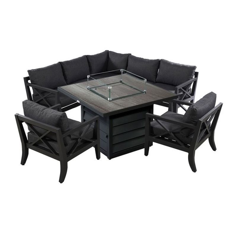 Hartman Sorrento Square Casual Dining Set with Firepit