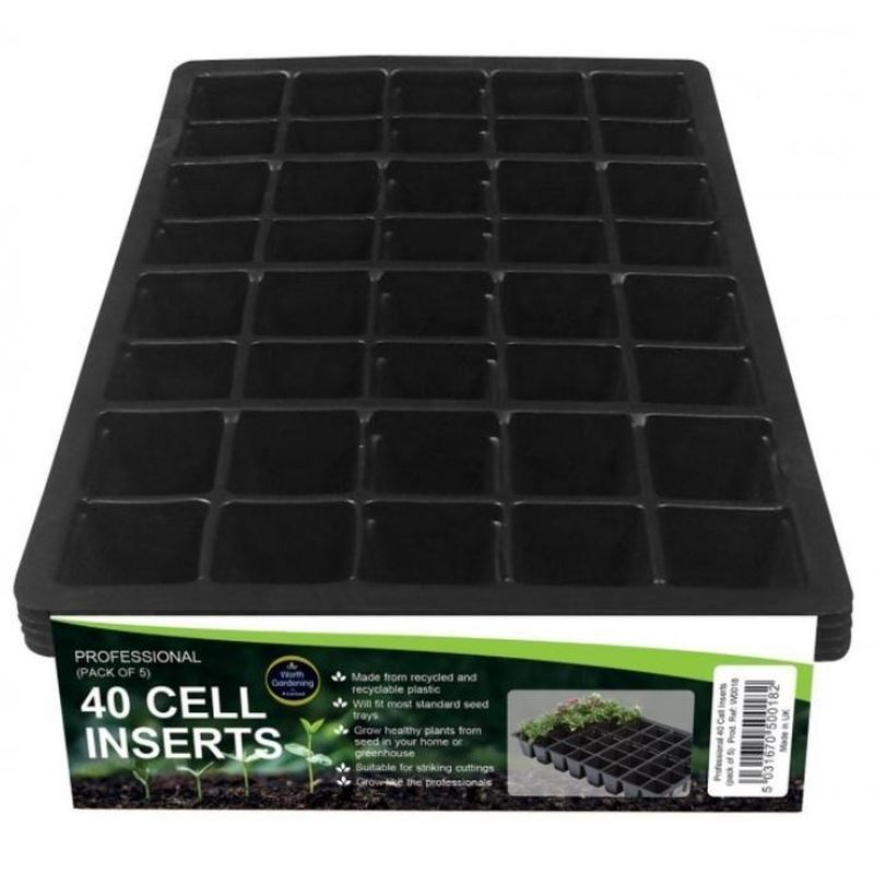 5 x BOTANICO PLASTIC SEED TRAY INSERTS Greenhouse 40 Cells For Propagating 