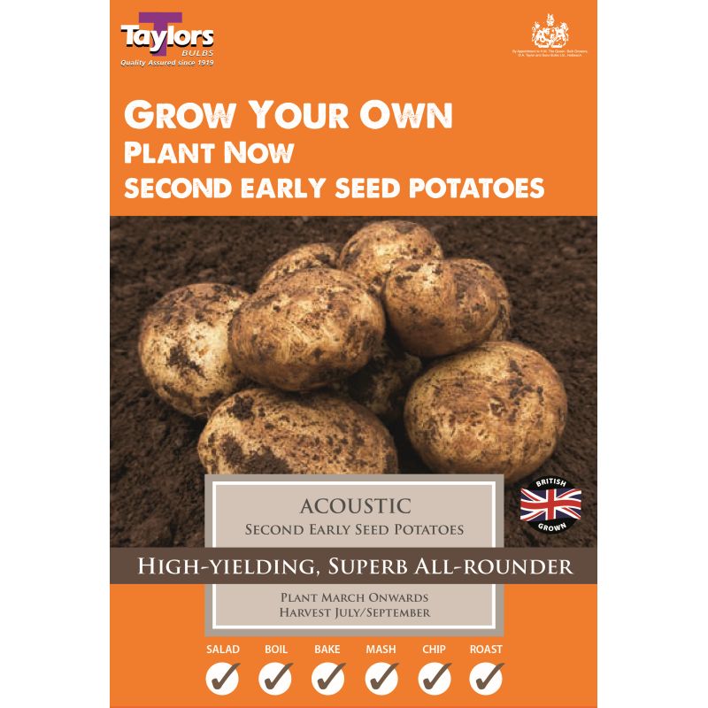 Taylors Bulbs | Acoustic Second Early Seed Potatoes - 2kg Pack (VAC443)