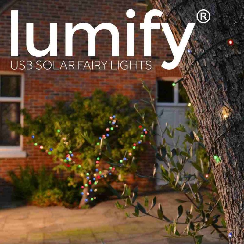 Lumify USB Solar Fairy Lights - Multicolour 100 LEDs / 10m