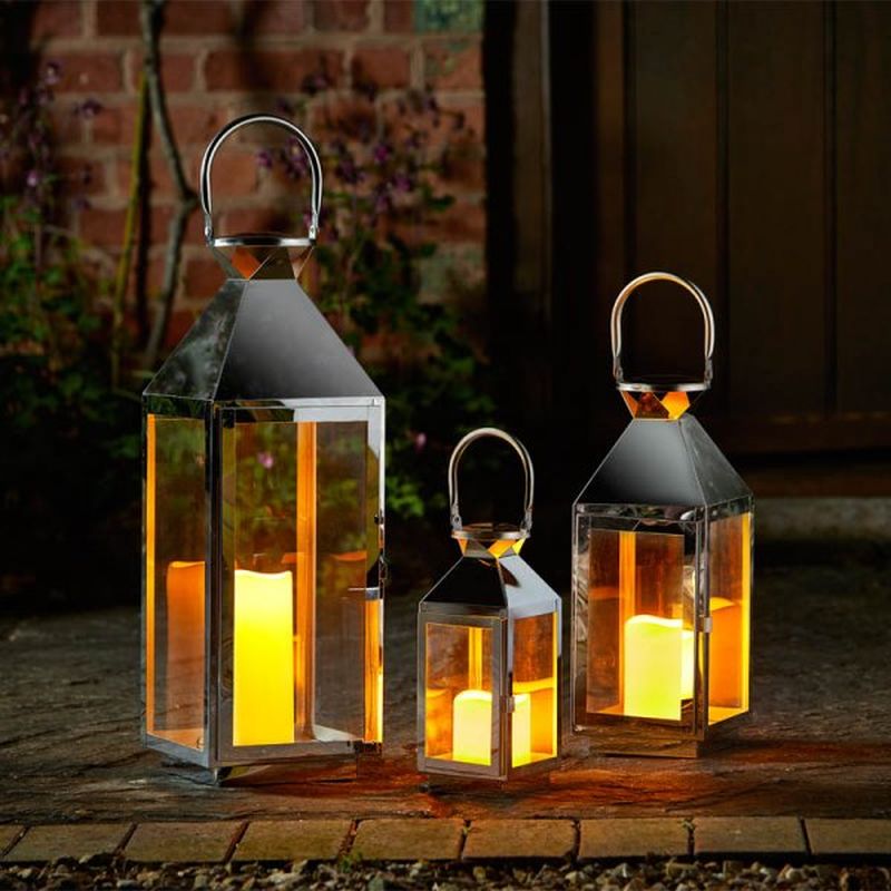 Smart Garden Stockholm Stainless Steel Lanterns - Set of 3