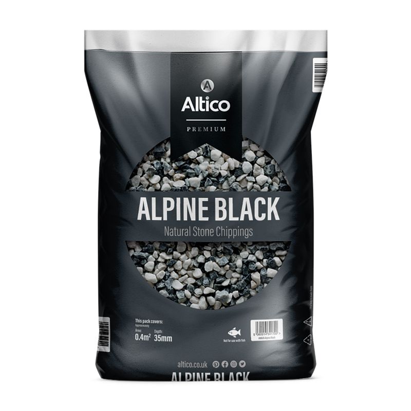 Altico Alpine Black Natural Stone Chippings 12 - 25mm
