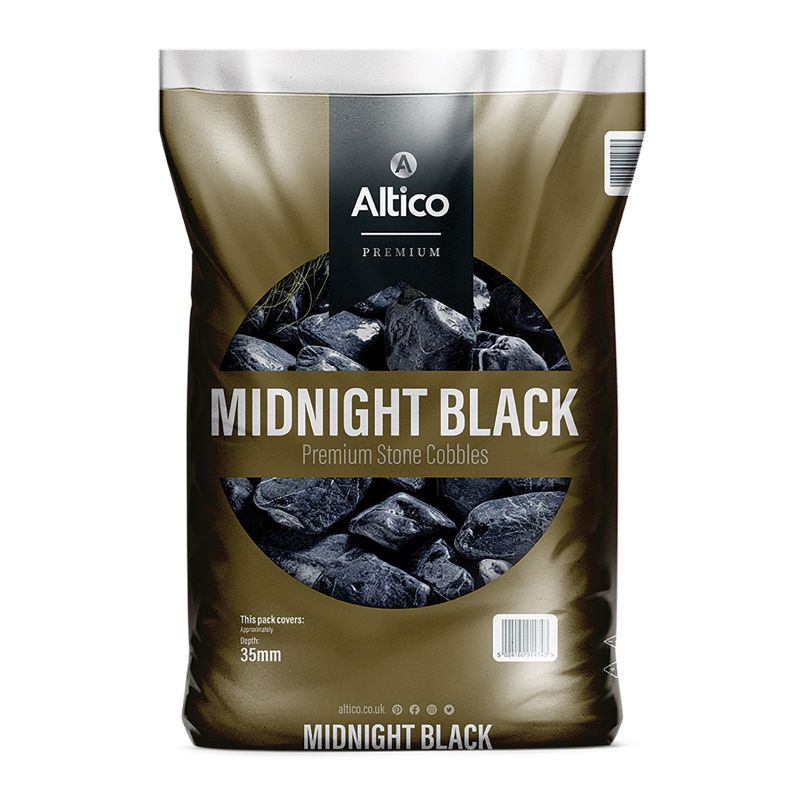 Altico Midnight Black Premium Stone Cobbles 60-100mm