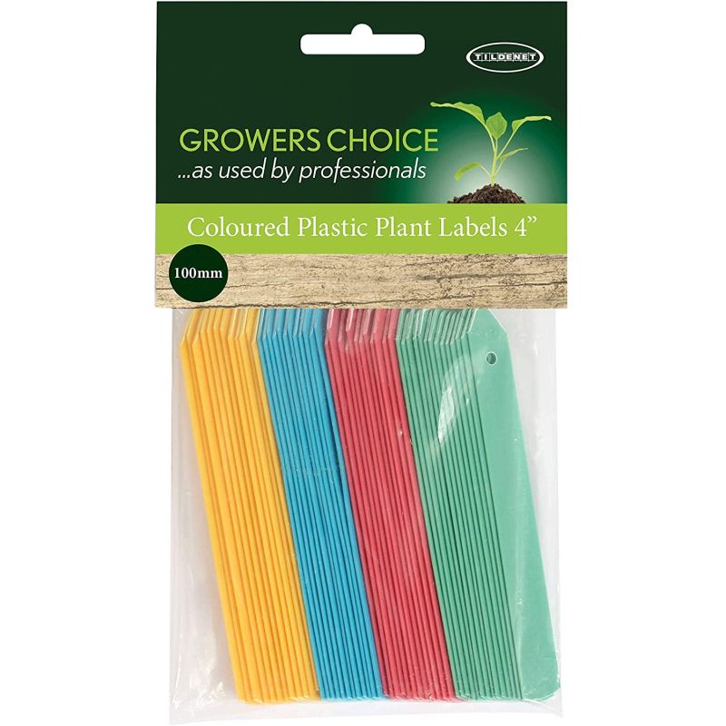 Coloured Plastic Plant Labels 4"/100mm - Pack of 50