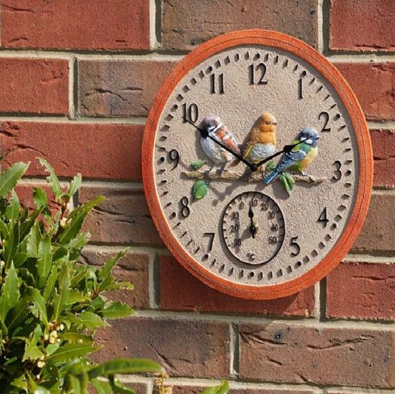 BirdWood Wall Clock 12in